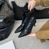 Fashion 2024 Autumn/Winter Sexy Skinny Heel Ankle Boots for Women Elastic Skinny Pointy Boots for Women