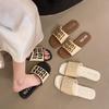 Flat-bottomed Small Fragrant Wind One-word Slippers Women's Shoes 2025 New Summer Wear French Small Sandals Beach Sandals