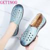 Fashion GKTINOO 2025 Summer Genuine Leather Vintage Loafers Shoes Women Lazy Slip-On Handmade Leather Breathable Hollow Soft Shoes Woman