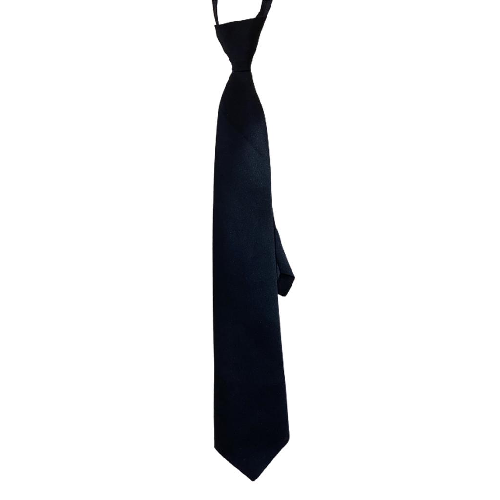 Retro Solid Color Silky Narrow Necktie School Uniform Zipper Pre-Tied Arrow Tie