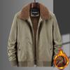 New Winter Velvet Thickened Jacket for Men, Middle-aged and Elderly Pure Cotton Casual Loose Outdoor Cotton Coat for Men