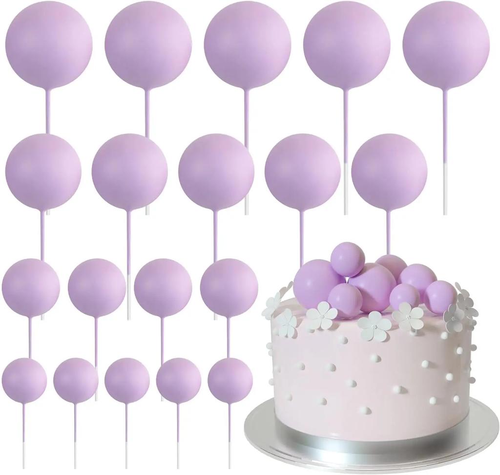 20 Pcs Mini Balloon Cake Topper Decorations with Gold Balls On Sticks - Cake Picks for Birthday, Wedding, and Party Decorations