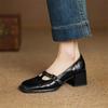 Fashion New Spring/summer Genuine Leather Mary Jane Shoes for Women Fashion Square Toe Shoes High Heels Women Pumps Chunky Heel Black