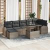 VidaXL 8-Piece Garden Sofa Set with Gray Cushions Poly Rattan 3348685