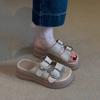 Casual Version~ Soft Skin Open-toed Slippers Women's Muffin Thick-bottomed Versatile French Belt Buckle Cool Slippers