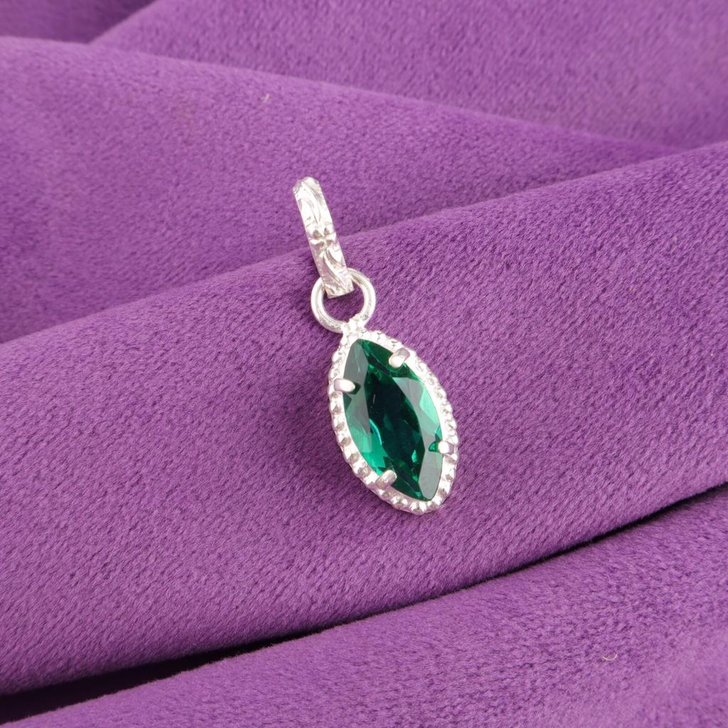 Green Emerald Stone 925 Sterling Silver Birthday Gift Wedding Pendant Jewelry PP-59-9