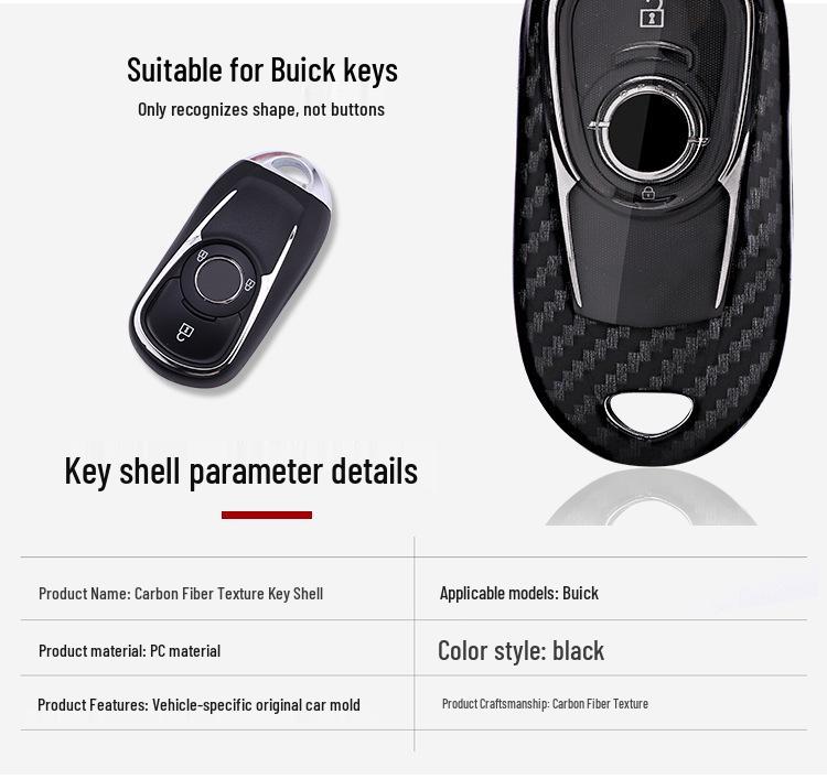 Kashiru Carbon Fiber Pattern Key Case for Buick Regal Encore - Full Wrap Protection