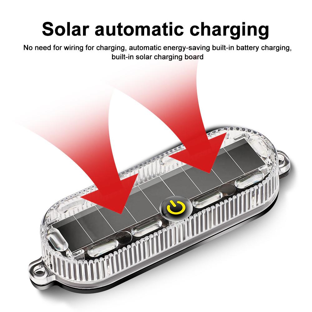 Waterproof Solar Strobe Light Car Bike Safety LED Warning Beacon 3M Adhesive