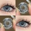 MillCreek Doll Eye 2PCS Contact Lens Soft Color Contacts Graded with Solution  Blue Gray 14.2MM Eye Yearly Use