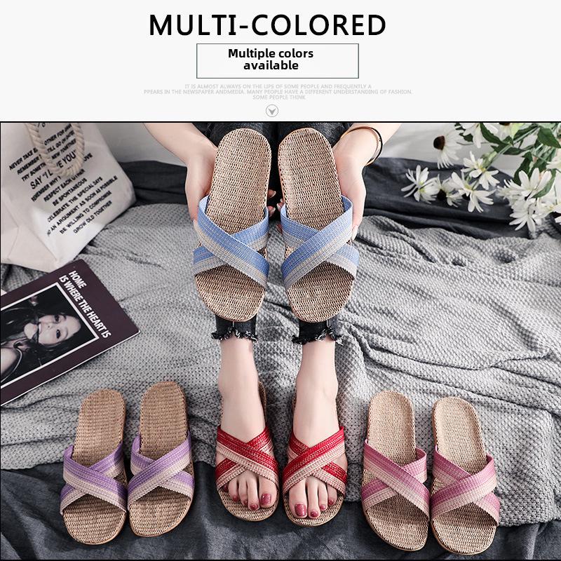 Summer Indoor Non-Slip Linen Slippers: Soft, Silent Sandals for Men and Women