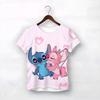 Disney Cartoon Cute Stitch Print Baby Clothing 3 To 14 Years Male Outdoor Clothes Boys Clothes Girls T-shirt Teen Top Shirts