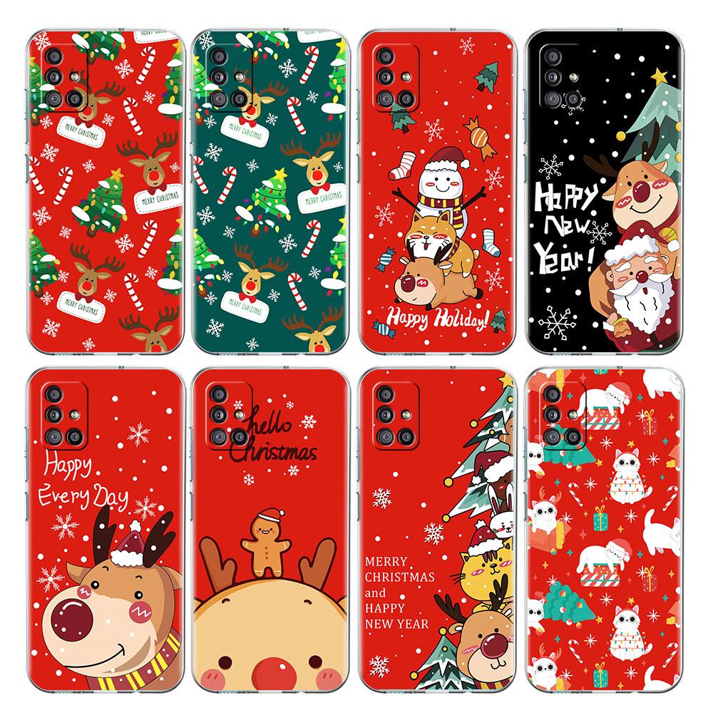 Snow Merry Christmas Clear Case For Samsung Galaxy A52 A12 A51 A32 A21s A71 A32 A22 50 A70 A31 A72 5G Phone Cover