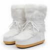FiveFive Winter Snow Boots Women Boots Fluffy Furry Fuzzy Faux Fur Boots Lace Up Middle Calf Platform Ski Boots