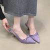 Niche High-heeled Bag Head Sandals Women's 2025 New Temperament Pointed Head Pleated Bow Single Shoes