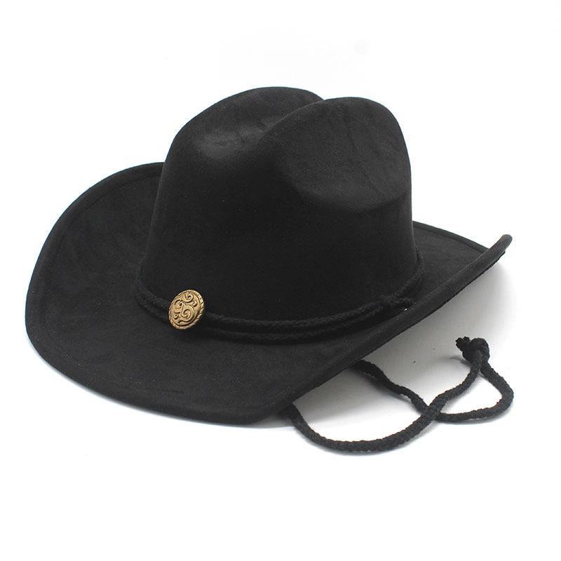 Fashion Men And Women French Windbreak Rope Travel Vacation Suede One-Word Cowboy Hat