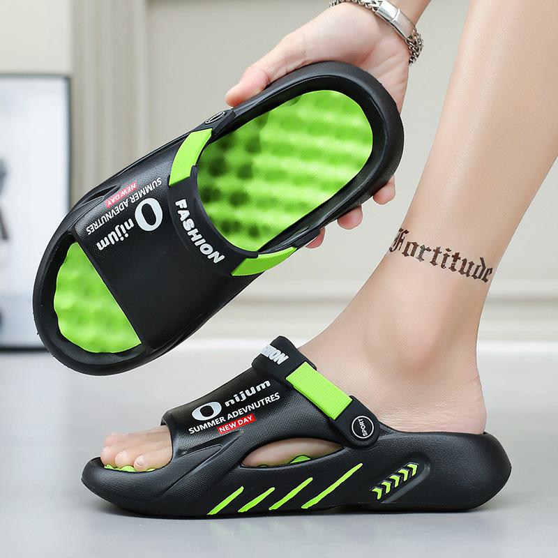 Fashion Men Massage Slippers Indoor Outdoor Sandals Beach Casual Shoes Slides Men's Sandals Big Size Comfortable Soft Plus Size