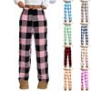 Women Pajama Pants Plush Sleep Pants Soft Elastic Waist Pajama Bottoms Plaid Pants With 2 Pockets