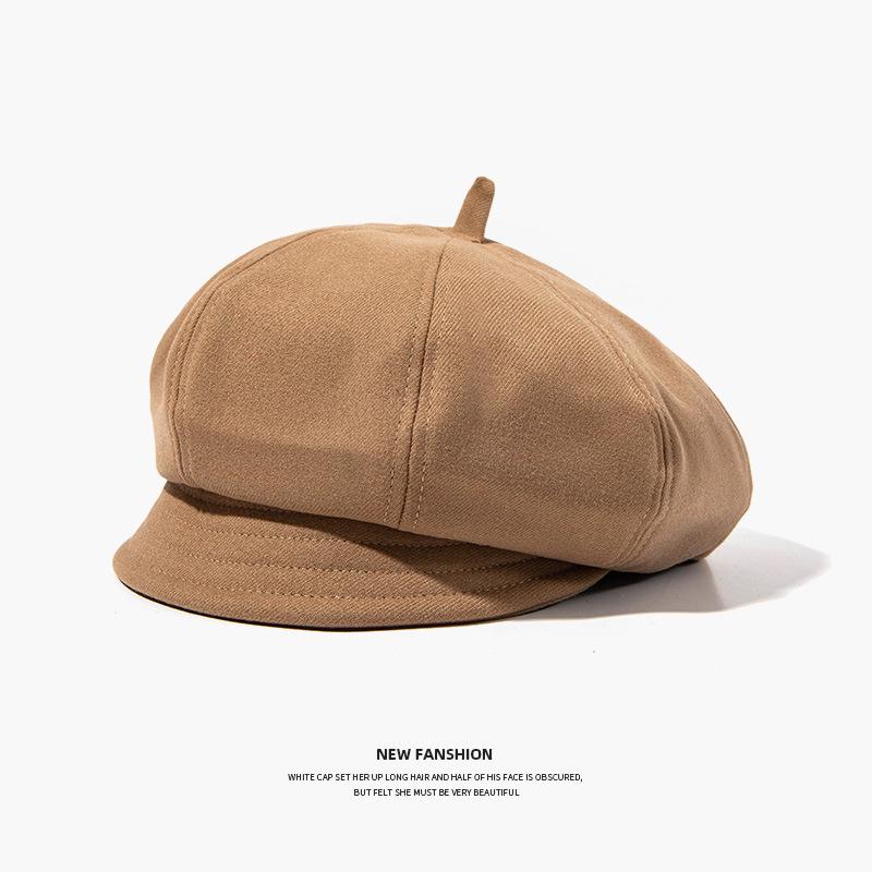 Women's Two-Way Beret: Stylish, Warm Autumn/Winter Octagonal Hat with Brim for a Slimmer Face.