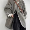Loose Long Sleeve Turn Down Collar Solid Woolen Coats Women Cashmere Coat Winter Autumn
