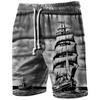 Boxing Shorts Pants 3D Print Fighting Training Retro VINTAGE Pirate  Compass Map Ship Boat Knight Unisex Men Women Quick Dry Fitness Gym Sport Workout
