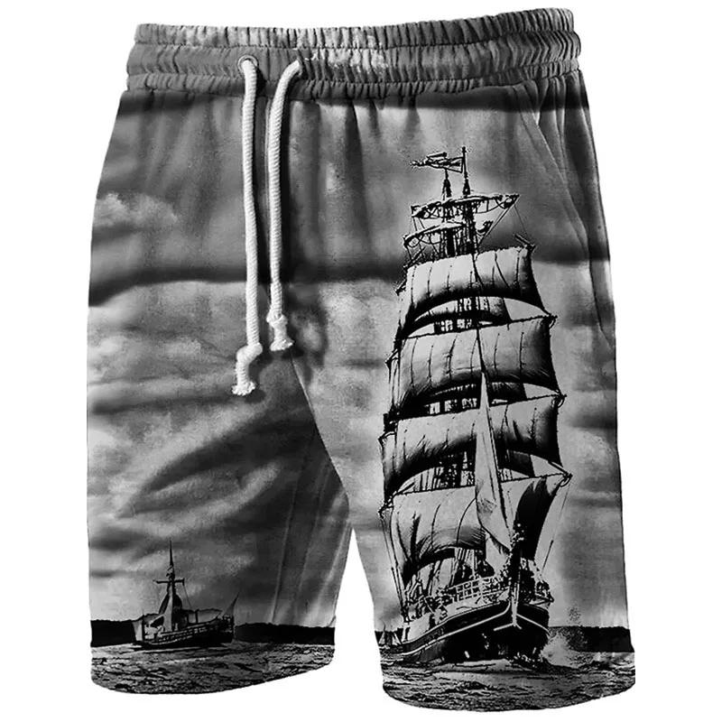 Boxing Shorts Pants 3D Print Fighting Training Retro VINTAGE Pirate Compass Map Ship Boat Knight Unisex Men Women Quick Dry Fitness Gym Sport Workout