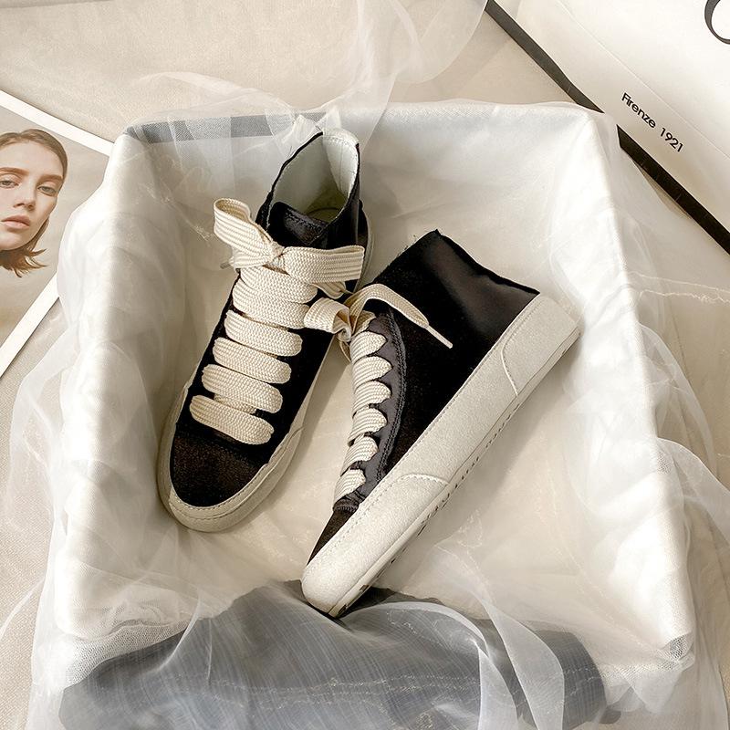 Breathable Women's Sneakers High-top Satin Shoes Leisure Shoes High Quality Platform Shoes Comfortabl Thick Sole Shoes for Women