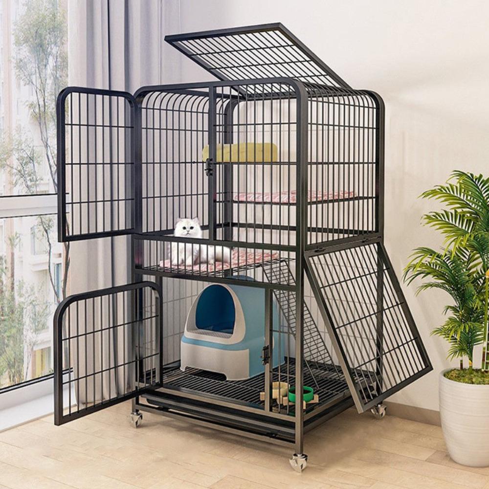 Window Openable Mesh Cat Cages Creative Pet Villa Duplex Luxury Cat Dog House Large Capacity Indoor Cat Cage for Household Use