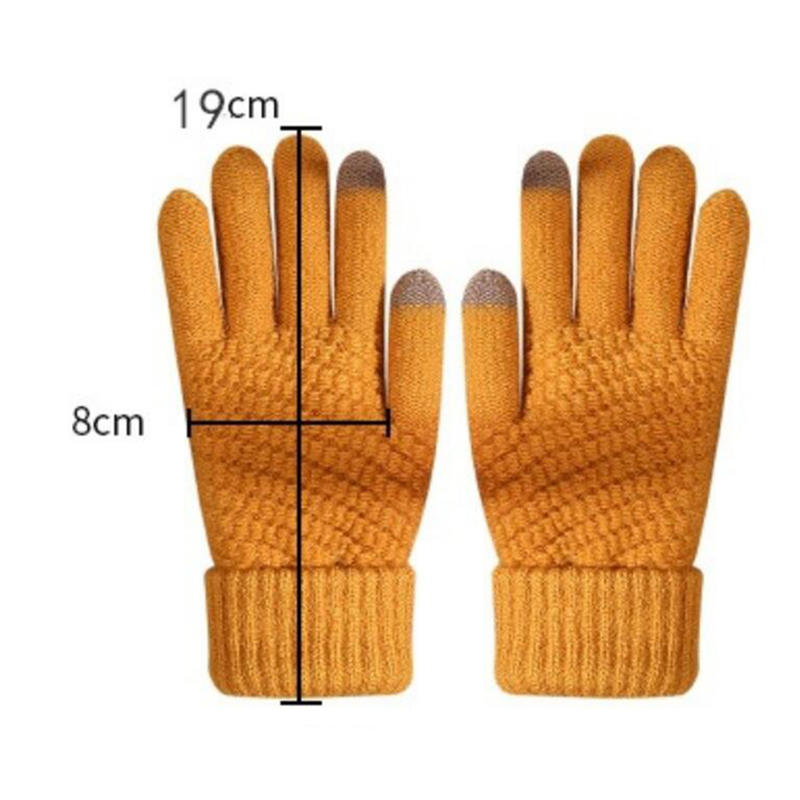 Women Fashion Winter Touch Screen Gloves Warm Stretch Knit Full Finger Mittens Crochet Thicken Gloves