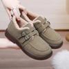 Fashion Woman Casual Cotton Boots Solid Color Comfortable Fur Loafers Women Winter Warm Footwear Female Double Buckle Plush Flat Shoes
