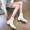 British Style Pointed Low-heeled Martin Boots Women's Autumn 2024 New Versatile V-mouth White Short Boots Women's Fashion Boots
