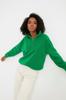 Women's Fashionable Stylish Sweatshirt Emerald Green Zipper Detailed Fleece Knitted Sweatshirt