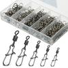 50pcs Fishing Connector Pins Set with Bearing Rolling Swivel Snap Fishhook Lure Accessories #4 #6 #8 #10 #12 for Angling