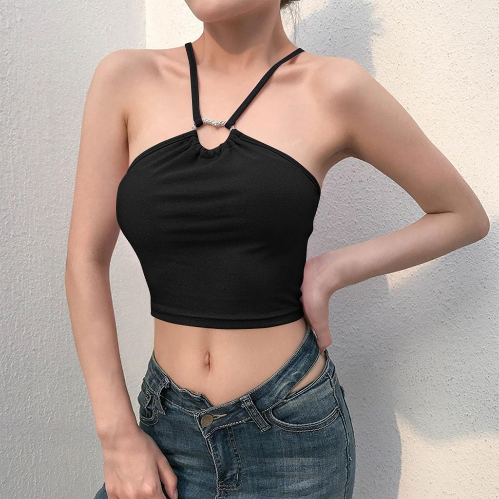 Women's Sexy Tight Strapless Cross Ultra Short Love Circle Sleeveless Vest Top