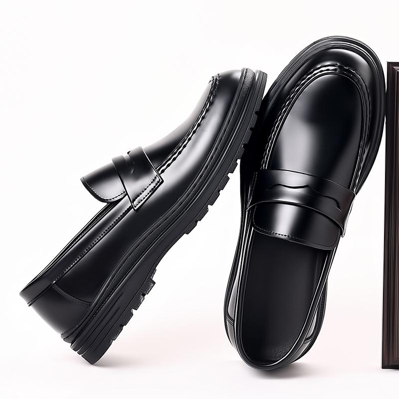 Fashion Handmade Leather Loafers Thick Bottom Casual Driving Flats Slip-on Dress Shoes Comfy Moccasins Versatile Male Driving Footwear