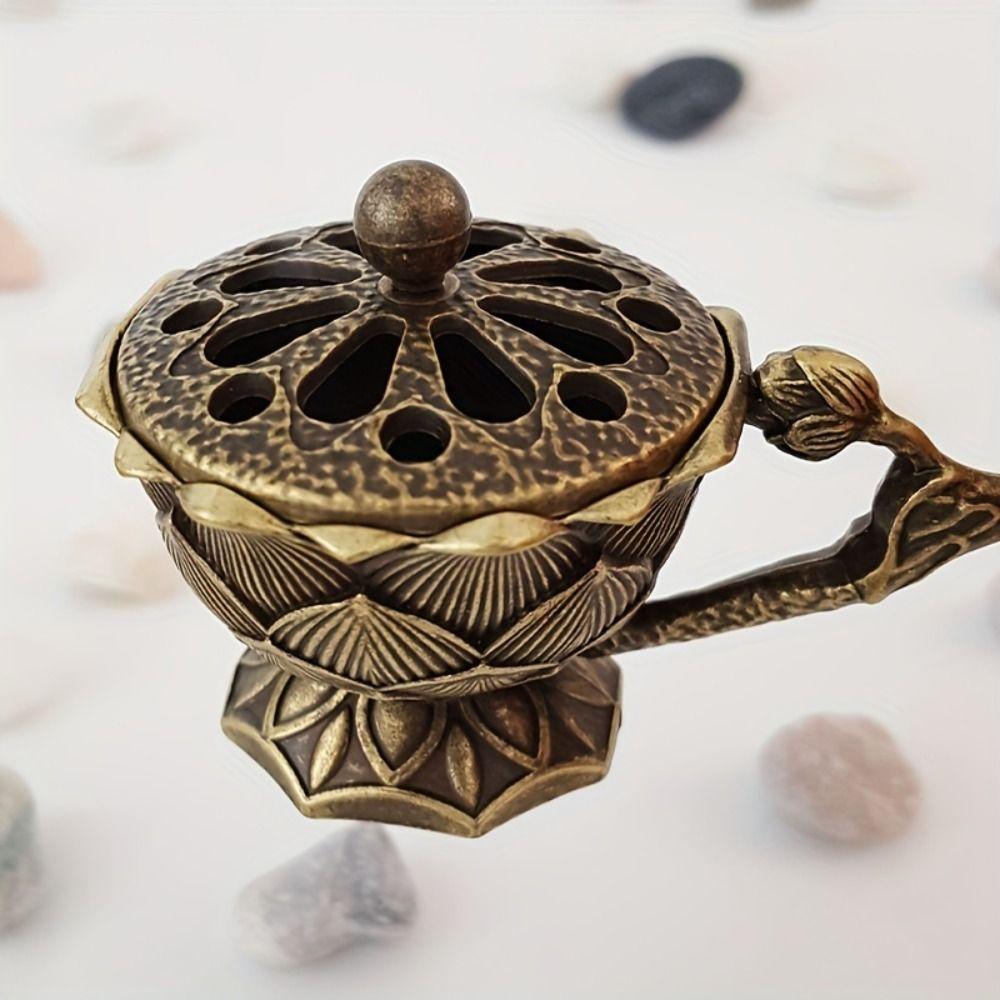 Retro Copper Incense Burner Zinc Zinc Alloy Metal Censer Room Decor Brass Incense Holder  Sandalwood