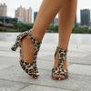 Fashion Summer Women Heeled Sandals Fish Toe Elegant Fashion Casual Shoes Sexy High Heels Dance Zebra Leopard Print Color News Trends