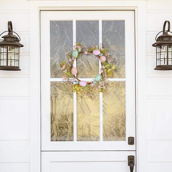 Yousheng Easter Wreath Decoration Artificial Easter Garland with Eggs And Berris for Spring Home Door Wall Window Decor