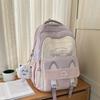 Cute Ears Cat Design Letter Line Pattern Student Backpack With Pendant Plush