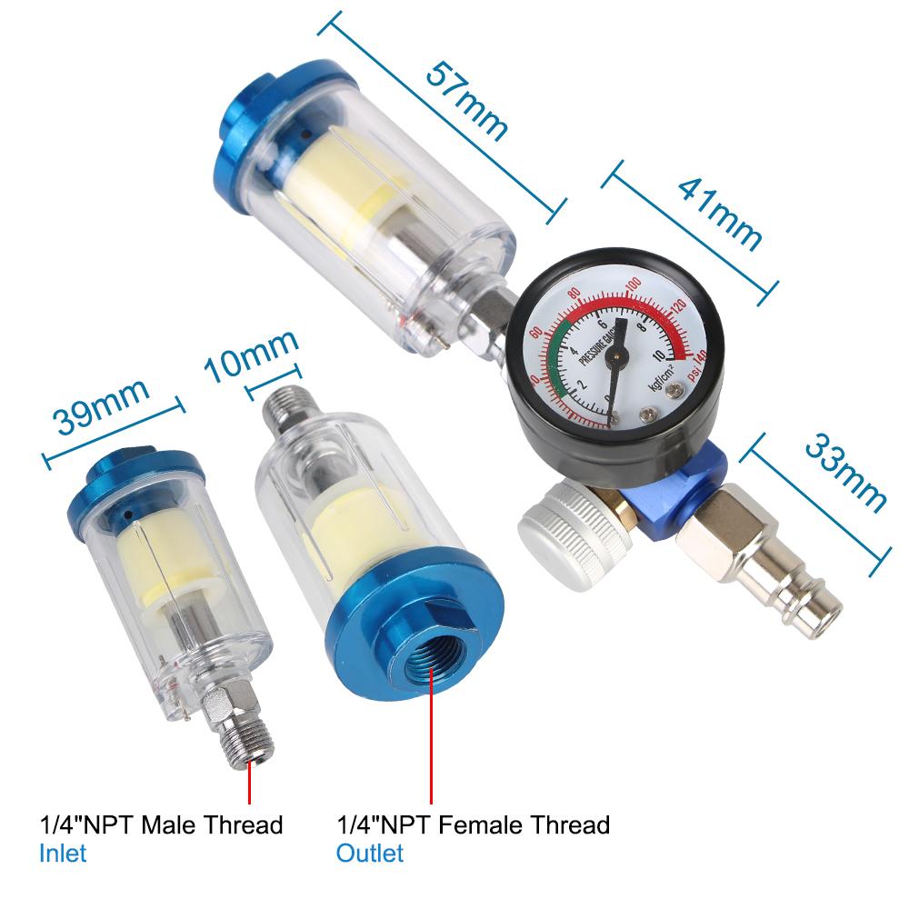 Oil-Water Separator Filter Spray Gun Air Regulator Gauge Pneumatic Tools For Airbrush Air Pressure Adjustment EU Adapter 1/4" Thread