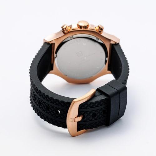 Salvatore Marra Men's Waterproof Analog Chronograph Watch, Black Quartz, with Watch Cloth, PGBK