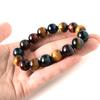 Natural Stone Power Stone Bracelet Tiger Eye for Men and Inner Circumference Women, 12mm, Approx. 16.5cm