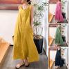 Women's Summer Cotton-Linen Sleeveless Loose Pocket Dress