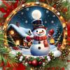 Charming Christmas Wooden Sign with Adorable Snowman & House Pattern, Warm Winter Round Sign for Front Door Wall Hanging Decor, Ideal Christmas Decor