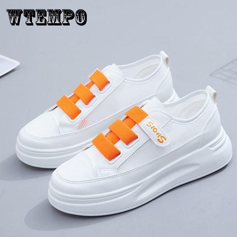 Mesh Leather Small White Shoes Women Thin Summer Hook&loop Street Fashion Shoes Women Thick-soled Sneakers