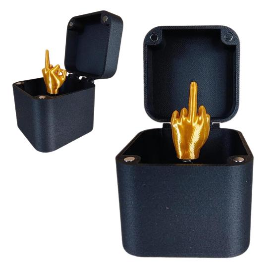 1/2Pcs Middle Finger Gift Box Popping Golden Middle Finger Case Desktop Decoration Teasing