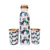 Elephants In Love Artistic Copper Water Bottle Set | Handcrafted Tamba Bottle with 2 Glasses | Premium Copper Water Bottle