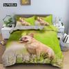 Cute Cartoon Bulldog Pattern Duvet Cover Set King Full Size Bedding Set Room Decor Soft Microfiber Quilt/Comforter Cover 2/3PCS