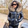 Women's Down Women Zipper Jacket Coat Jacket Winter Hooded Thick Cotton Padded Fur Casual Slim Black Coat Outwear