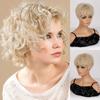 Women Short Wavy Light Blonde Hair Extensions 3D Air Hair Bangs Fringe Clip In Hairpiece Toppers for Hair Loss