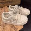 Leather Platform White Shoes Women's 2025 New German Training Shoes Round Head Lace-up Sports and Leisure Shoes Versatile Breathable Board Shoes